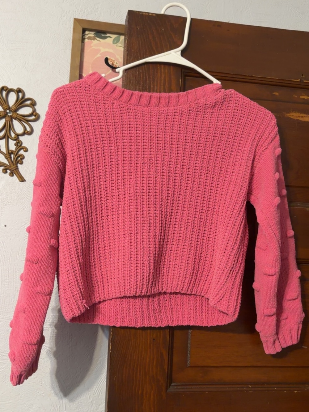 Chloe & Katie Pink Pom-Pom Sleeve Knit Sweater